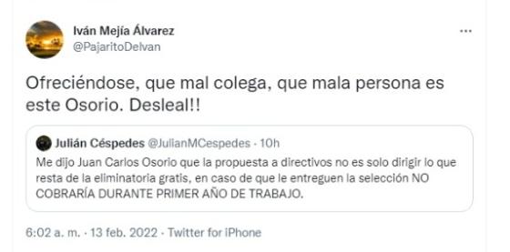 Acusan a Juan Carlos Osorio de mal colega Acusan a Juan Carlos Osorio de mal colega