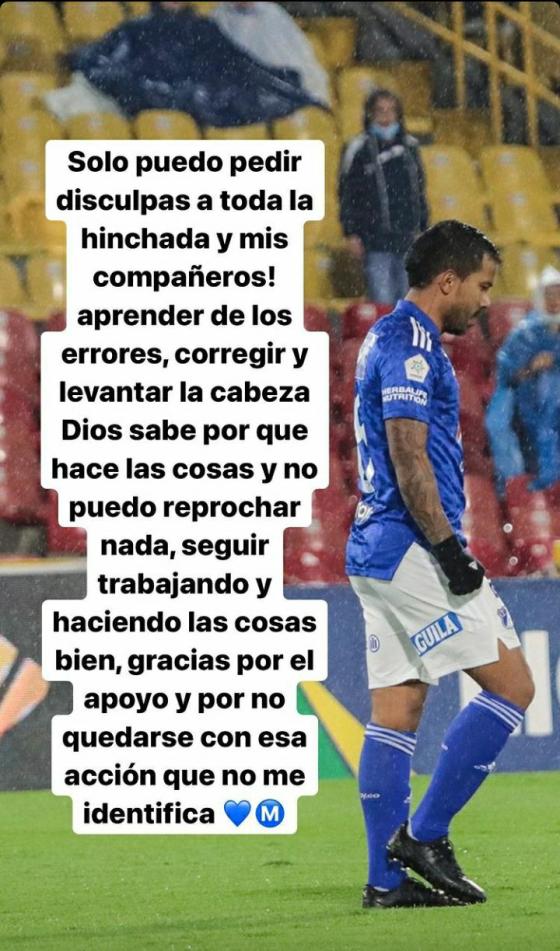 Eduardo Sosa pide perdón a hinchas de Millonarios Eduardo Sosa pide perdón a hinchas de Millonarios