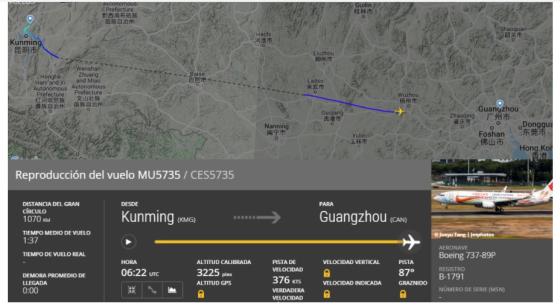 Caída de avión en China