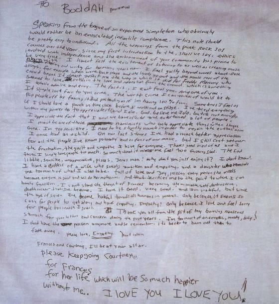 Carta de Kurt Cobain Carta de Kurt Cobain
