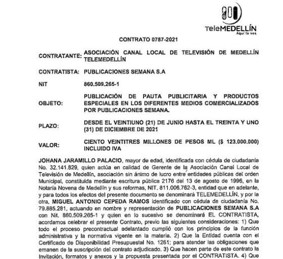 Contrato Quintero y Semana Contrato Quintero y Semana