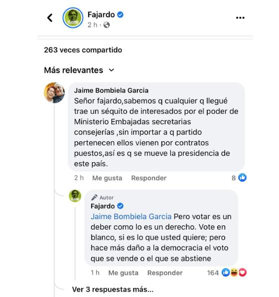 Comentario de Sergio Fajardo