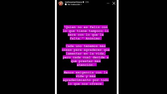Indirecta de Melissa Martínez a su esposo Indirecta de Melissa Martínez a su esposo