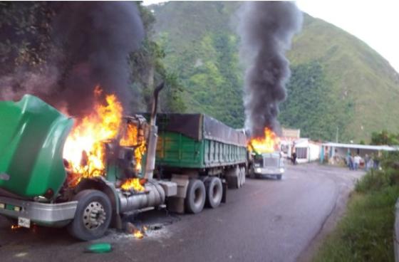 queman tractocamiones incinerados ocaña sardinita Cúcuta noticias 