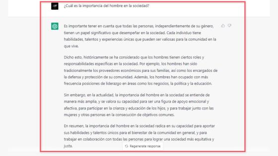 Chat GPT habla sobre la importancia del hombre en la sociedad