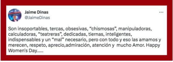 El fuera de lugar de Jaime Dinas con las mujeres El fuera de lugar de Jaime Dinas con las mujeres