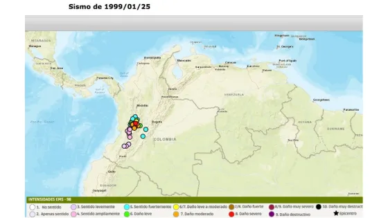 El terremoto de 1999 en el Eje Cafetero