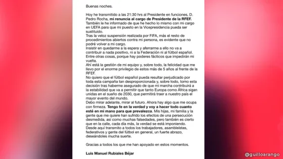 Luis Rubiales finalmente renunció a su cargo como presidente de la RFEF