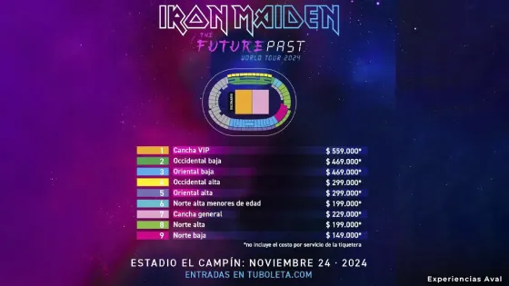 Precios boletas concierto de Iron Maiden en Bogotá Precios boletas concierto de Iron Maiden en Bogotá