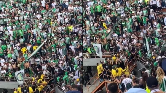 En video quedó grabada la trifulca de hinchas de Atlético Nacional  