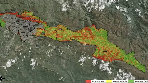 Figura 3. Mapa de Amenaza por incendios forestales en los Cerros Orientales