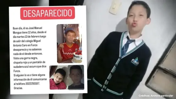 Denuncian desaparición de niño de 12 años en colegio de Funza Denuncian desaparición de niño de 12 años en colegio de Funza