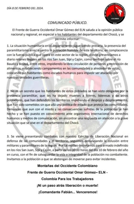 ¡Atención! ELN anuncia paro armado en plena visita de la ONU ¡Atención! ELN anuncia paro armado en plena visita de la ONU