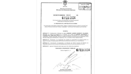 Decreto firmado por Leyva