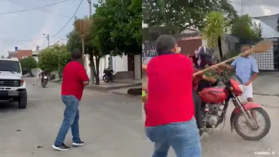 Hombres derriban a ladrón de una moto en Montería. Hombres derriban a ladrón de una moto en Montería.