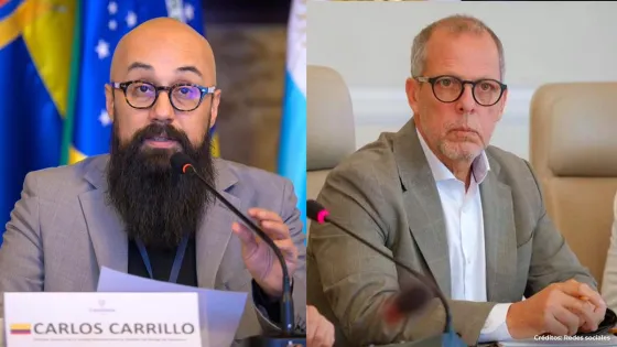 Carlos Carrillo, director de la UNGRD, y Alfredo Saade, jefe de Despacho de Presidencia. Carlos Carrillo y Alfredo Saade.