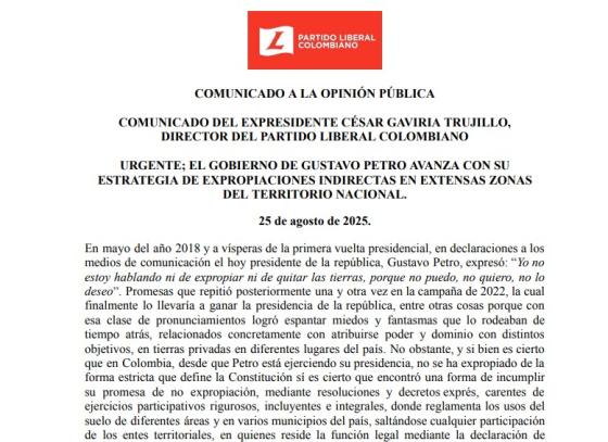 Comunicado César Gaviria Comunicado César Gaviria