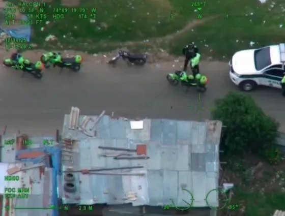 Vista desde el aire del operativo de la Policía Metropolitana de Bogotá
