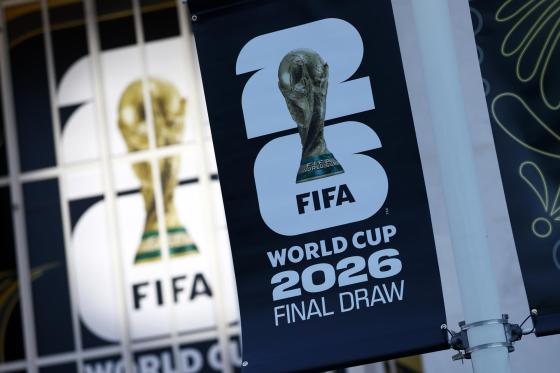 Logos are displayed at the Kennedy Center ahead of the FIFA 2026 World Cup Draw in Washington, DC, USA, 04 December 2025. The draw is scheduled for 05 December, when 64 nations will be drawn into groups for next year's FIFA World Cup.