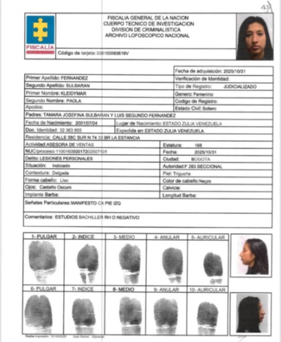 Orden de captura contra Kleidymar Paola Fernández Sulbarán.