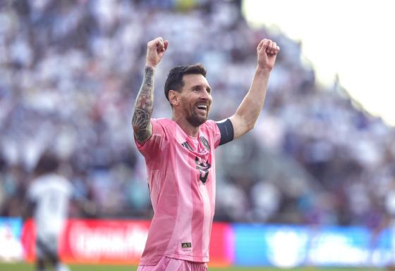 Inter Miami CF's Lionel Messi celebrates winning the 2025 MLS Cup Final soccer match between Inter Miami CF and Vancouver Whitecaps FC, in Fort Lauderdale, Florida, USA, 06 December 2025. 
