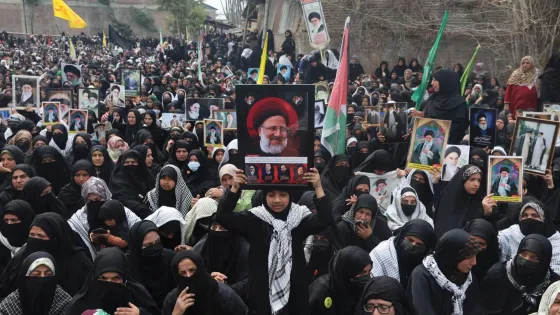 Shiite Muslim gather for a demonstration following the killing of Iran's Supreme Leader Ayatollah Ali Khamenei, in Magam, some 25 km north of Srinagar, India, 04 March 2026. Protesters are demonstrating against the joint Israeli and US strikes across Iran that began in the early hours of 28 February 2026.