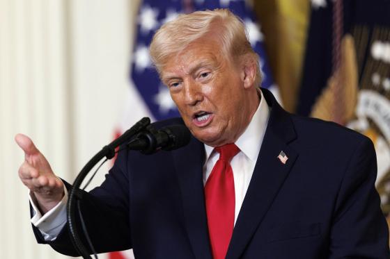 US President Donald Trump speaks during a Women's History Month event at the White House in Washington, DC, USA, 12 March 2026. 