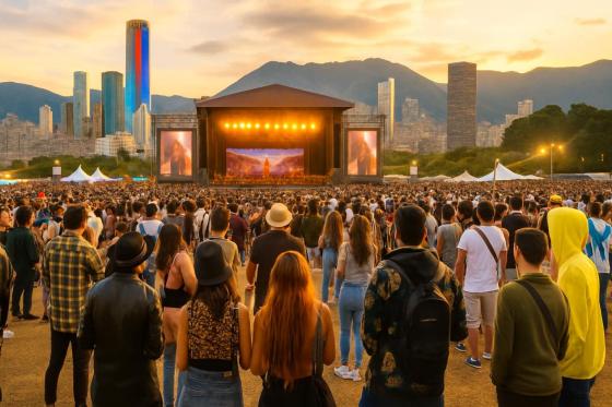 Multitud disfrutando de un concierto en el Festival Cordillera en Bogotá