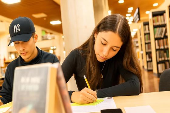 Personas participando en un taller de poesía en una biblioteca de Bogotá