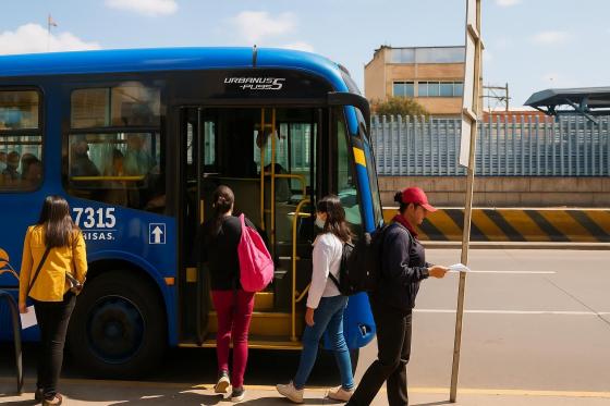 Bus de TransMilenio en ruta modificada