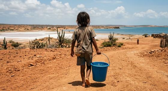 niño caminando en La Guajira