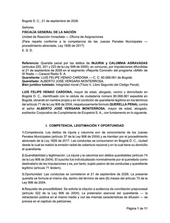 Denuncia ecopetrol