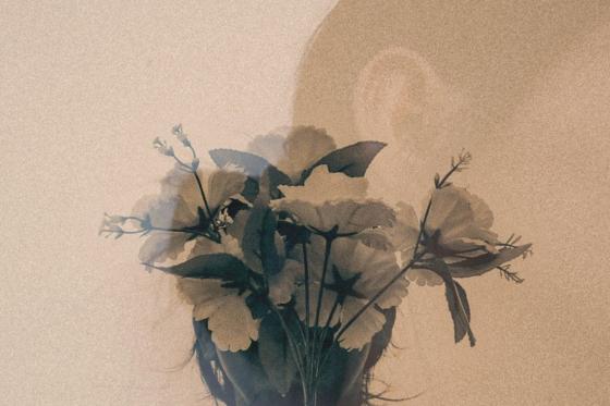 Persona con flores en una reflexión sobre el cansancio del alma