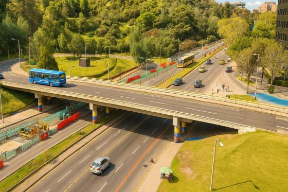 Cierre vial en el puente de la Séptima y calle 100 en Bogotá