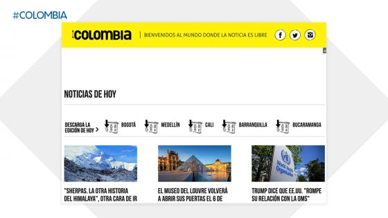 ADN modifica su página web para enviar un mensaje de esperanza a los colombianos.