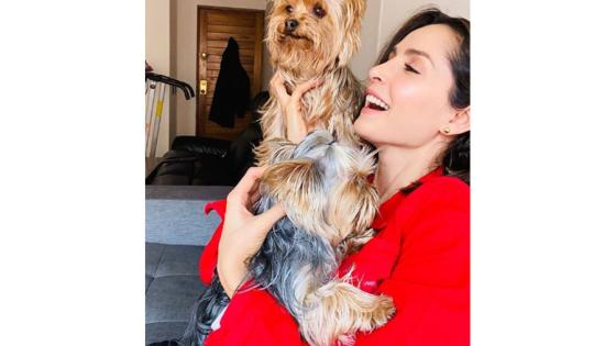 Carmen Villalobos con su mascota en la cuarentena Carmen Villalobos con su mascota en la cuarentena