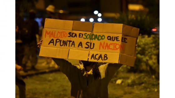 Protesta en Bogotá en contra del abuso policial.