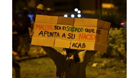 Protesta en Bogotá en contra del abuso policial.