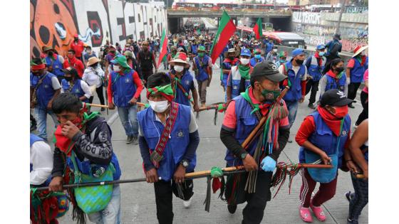 La minga indígena del suroeste de Colombia se toma las calles de Bogotá hoy 19 de septiembre.