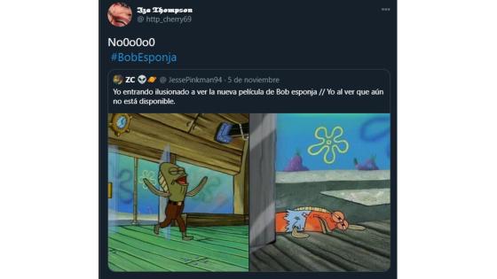 Meme del estreno de Bob Esponja al rescate.