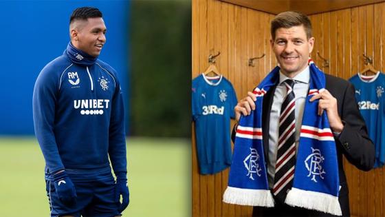 Alfredo Morelos y Steven Gerrard Rangers