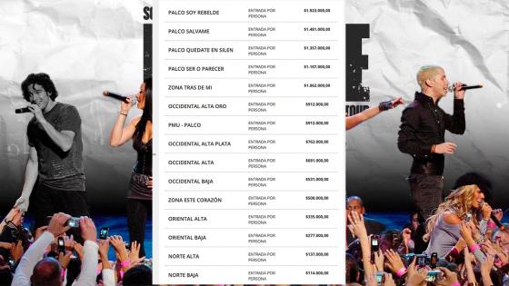 RBD cuánto cuesta ir al concierto