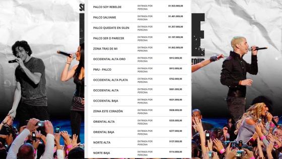 RBD cuánto cuesta ir al concierto