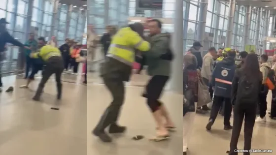 pelea policia aeropuerto 