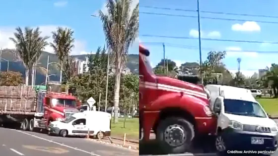 Camión contra van en Bogotá
