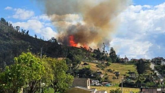 Continúa la emergencia en Sopó por incendio forestal