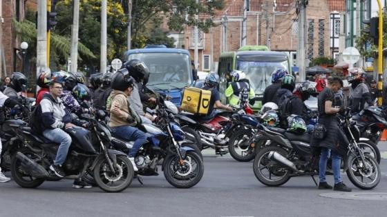 Protestas de los motociclistas en Bogotá.