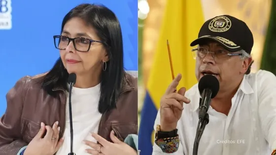 Delcy Rodríguez y Gustavo Petro.