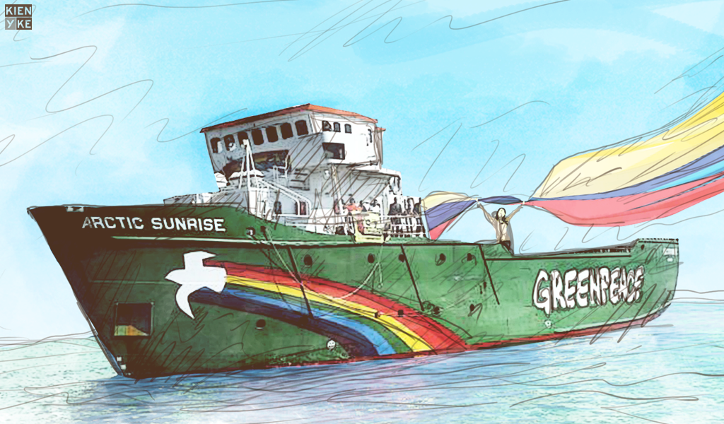Kienyke viajó a la Patagonia a bordo del barco Greenpeace