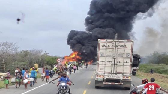 Explosión de camión en Tasajera